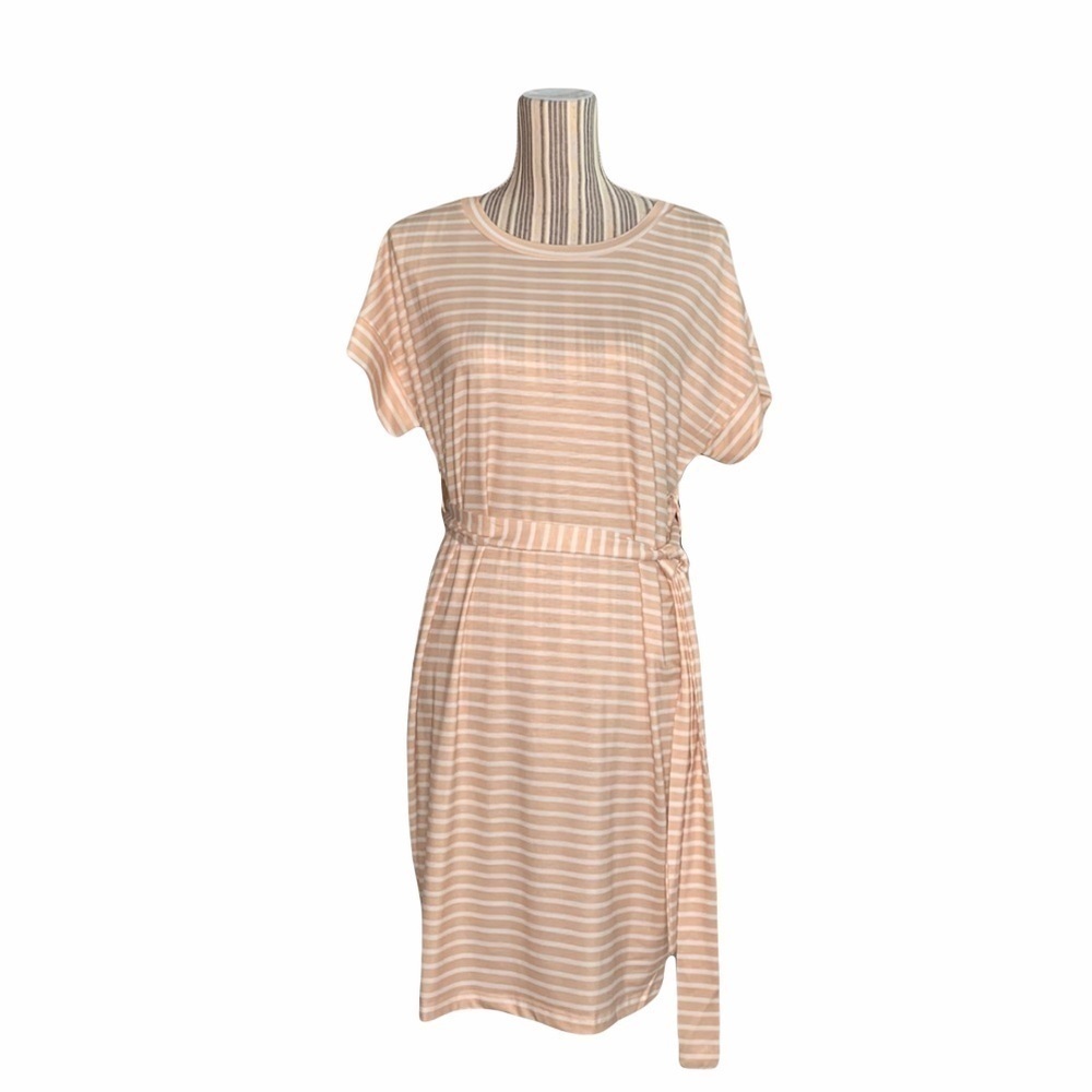 SHEIN Belted Striped Dress with Batwing Sleeves